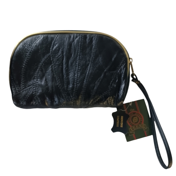 Set of 5 Vintage Feene Bags Cosmetic Coin Pouch Travel Jewlery Black Leather - Picture 4 of 5